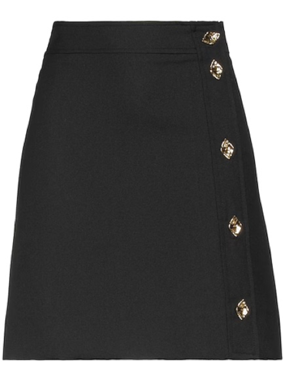 Ganni Black A-Line Skirt with Gold Buttons